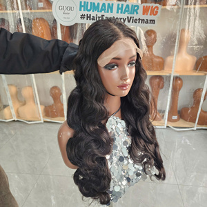 Pelucas de Cabello Humano Virgen Vietnamita con Ondas Corporales de 30 Pulgadas, Negras Naturales, con Frente de Encaje Transparente HD, Sin Pegamento, Doble Trama - Product Image 4