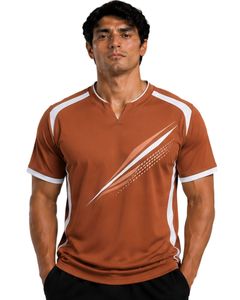 T-shirt de performance marron pour homme, manches courtes, maillot de sport, séchage rapide, respirant, athlétique, entraînement en salle de sport, tee-shirt personnalisé - Product Image 1