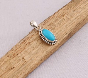 Pendentif en turquoise naturelle, bijoux en argent sterling 925, pendentif en pierre précieuse fait main, style vintage, collier ovale en turquoise bleue - Product Image 4