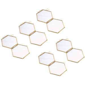 Cadre photo flottant en laiton et verre, style nordique géométrique, double verre, pour fleurs pressées, avec chaîne de suspension murale, vente en gros - Product Image 4