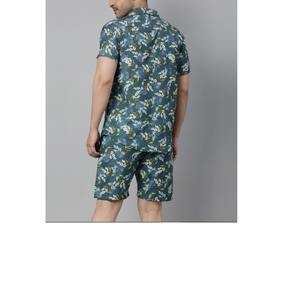 Marque personnalisée en gros 2024 Offre Spéciale tendance décontracté à manches courtes hommes chaîne impression chemise hommes Hawai chemises pantalon ensemble de BD - Product Image 2