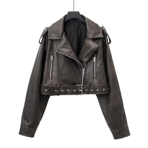 Women Pu <b>Jacket</b> <b>Long</b> Sleeve Zipper Autumn Clothing Street Pu <b>Leather</b> Short Coat Motorcycle Clothing <b>Leather</b> <b>Jacket</b> - Product Image 3