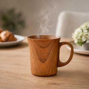 Personalized Rustic Handcrafted Brown Wooden <b>Mug</b> with Engraving Customized Logo & Design Polished Finish for Business Gifts - Product Image 1