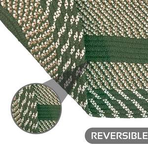 Tapis rond tressé en corde de jute et coton, design abstrait multicolore, best-seller pour salon et hôtel - Product Image 5