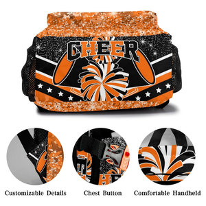 Wholesale 2026 Latest Custom Printed Heat-Transfer Large Glitter Cheer <b>Backpack</b> Lightweight Nylon/Cotton Sports Girls - Product Image 4