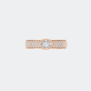 Bague solitaire ovale en diamant brillant de 1,00 carat avec un sertissage pavé imposant – Bague de fiançailles classique de luxe - Product Image 3