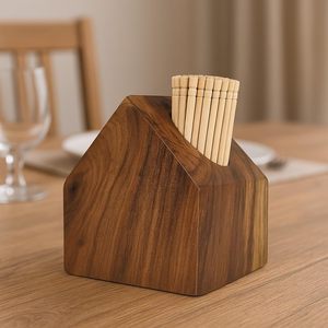 Porta Palillos de Madera Hecho a Mano con Forma de Casa, Organizador Decorativo de Palillos de Madera, Contenedor de Almacenamiento de Mesa para el Hogar - Product Image 2