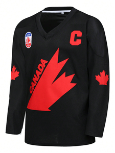 Maillot de hockey personnalisé noir et rouge pour hommes, style professionnel, uniforme de hockey sur glace par sublimation - Product Image 1