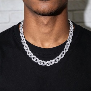 Collier et Bracelet Miami Iced Out Infinity Cuban Link 10 mm de Qualité Export, Bijoux Hip Hop pour Hommes avec 8 Symboles en Zircon, Style Streetwear - Product Image 5