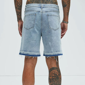 Shorts en jean décontractés pour hommes, coupe slim, déchirés, taille élastique, taille mi-haute, séchage rapide, 100 % coton, respirants, durables, confortables, pour le quotidien - Product Image 2