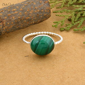 Top Quality Natural 5.63 Cts Wire <b>Set</b> Malachite Solitaire Stone <b>Ring</b> 925 <b>Sterling</b> <b>Silver</b> High Polish Plating Jewelry from India - Product Image 2