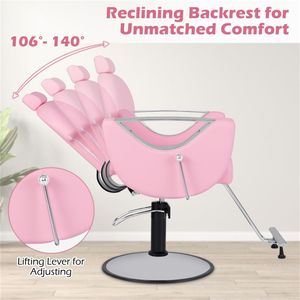 Poltrona da Barbiere Ergonomica Girevole a 360 Gradi con Pompa Idraulica, Leggera, Rosa, Arredamento per Salone, Ideale per Scuole - Product Image 5