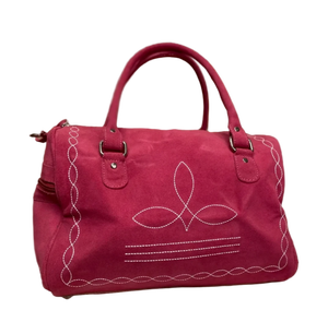 Sac de voyage en cuir suédé fait main style western, imprimés animaliers, écologique, bohème, compagnon de voyage, fermeture éclair, hiver/été - Product Image 1