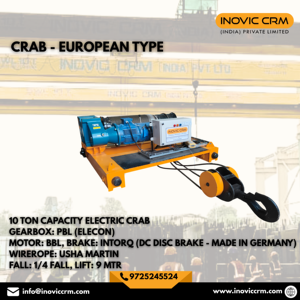 Treuil électrique à engrenages pour crabe de 10 tonnes avec frein BBL et frein à disque Intorq DC (Allemagne), câble métallique de 9 m, Usha Martin - Product Image 2