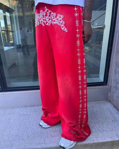 Custom Oversized Streetwear Mint Green Men's Sweatpants With Rhinestone Logo Elastic Waist Hip Hop Style Joggers Custom - Product Image 6