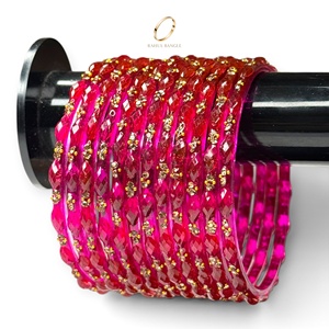 Ensemble de bracelets Rani en verre cristal plaqué or rose, style goutte de pluie, inspiré du Cachemire, pour femmes, bijoux de mariage indiens, vente en gros - Product Image 1