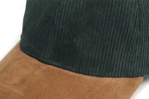 Unisex <b>Corduroy</b> Baseball Cap Dark Green Tan Visor Casual Spring Autumn Adult - Product Image 6