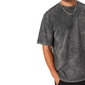 Approvisionnement direct usine : Nouveau T-shirt délavé à l'acide, différentes couleurs, logo personnalisé, meilleur design, col style streetwear, coupe oversize, personnalisable - Product Image 2
