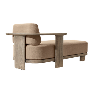 Chaise longue élégante en teck avec coussin rembourré, style moderne, pour extérieur, hôtel, villa, resort - Product Image 2
