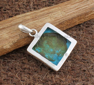 Collar de Plata de Ley 925 con Turquesa Natural Vintage, Chapado en Platino, Piedra Azul, Joyería de Piedras Preciosas Auténticas, Unisex, Venta al Por Mayor - Product Image 5