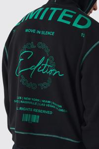 เสื้อฮู้ดโอเวอร์ไซส์ผู้ชาย สีดำพิมพ์ลายสีเขียว ผ้าฝ้ายเฟรนช์เทอร์รี่ สไตล์สตรีทแวร์ สำหรับใส่ในฤดูใบไม้ร่วง - Product Image 3