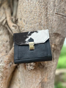 Nuovi veri capelli fatti a mano su pelle di pelliccia di cuoio piccoli portafogli moneta molto elegante e resistente vera pelliccia di vacchetta portafogli in pelle - Product Image 3