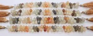 Perles facettées en pierre de lune naturelle AAA, forme goutte, 7x11 à 8x12 mm, perles de pierre de lune, 8 pouces, perles facettées en pierre de lune multicolores - Product Image 2