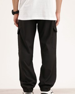 Pantalon cargo décontracté pour homme, coupe ample, en velours côtelé noir, imperméable, léger, taille élastique - Product Image 3