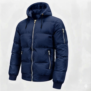 Men's Puffer Jacket Custom Designed Bubble Padded Winter Zipper Closure Front Breathable - Product Image 1
