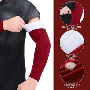 Manchons de compression blancs personnalisables avec logo et bandes colorées, protection UV, pour le basketball et le cyclisme - Product Image 3
