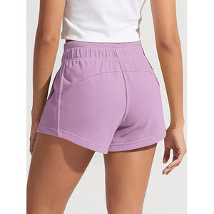 Shorts en polaire pour femme avec poches latérales, coupe décontractée, écologiques, 220g, doux et confortables, pour la détente, avec cordon de serrage, taille mi-haute, chauds pour l'hiver - Product Image 2