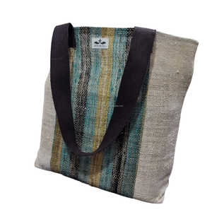 Bolsa de Mano de Cáñamo Hecha a Mano con Tela Tejida a Rayas, Bolsa de Compras Ecológica y Sostenible con Forro de Algodón, Logotipo Personalizado - Product Image 5