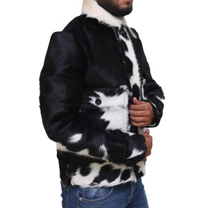 Veste de pilote en cuir véritable pour homme, manches longues, construction en cuir de vachette, style classique de pilote, sensation de chaleur, finition durable, coupe-vent, pour l'extérieur - Product Image 5