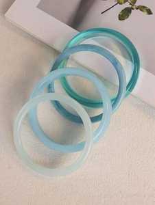 Pulseras de Resina Aqua Glow Transparentes, Forma Personalizada, Color Pastel Lagoon, Apilables, Joyería de Moda Hecha a Mano, Personalizable - Product Image 4