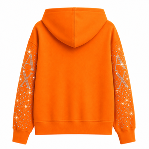 เสื้อสเวตเชิ้ตผู้ชายแบบซิปเต็มตัว ผ้าฟลีซหนานุ่ม กันหนาว ตกแต่งคริสตัลวิบวับ ระบายอากาศได้ดี ไม่เป็นขุย สไตล์สตรีทแวร์ - Product Image 4