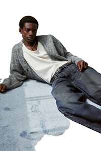 กางเกงยีนส์ทรงแบ็กกี้เข้ารูปผ้าฝ้าย100% สำหรับผู้ชายกางเกงผ้าเดนิมสีดำแบบโค้งมนดีไซน์ใหม่ - Product Image 3