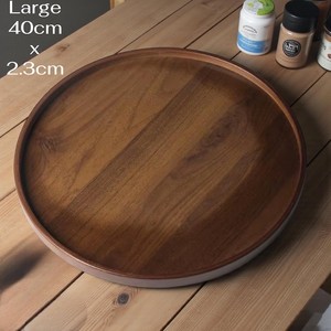 Rustic Wood Tray – Farmhouse <b>Coffee</b> <b>Table</b> & Vanity Decor Round Wooden Charger Plate Appetizer Kitchen Platter for Dishes - Product Image 4