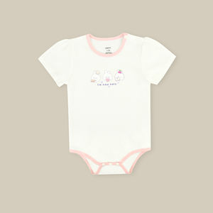 ALB11 Combinaison bébé unisexe en coton biologique, style kimono, à nouer sur le côté, manches courtes, motif dessin animé mignon, tissu tricoté respirant - Product Image 3