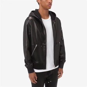 Veste à capuche en cuir véritable de haute qualité, faible MOQ, prix abordable, vente en gros, confortable - Product Image 2