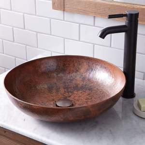 Évier de cuisine en cuivre profond à double bac, lavabo rond en cuivre martelé pour meuble-lavabo, évier de cuisine commercial en cuivre - Product Image 3