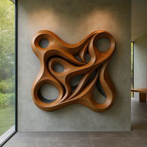 Escultura de Madera Maciza Tallada a Mano, Arte Ecológico Decorativo Abstracto para Pared, para Aniversario o Decoración de Diwali, Arte de Pared para Colgar - Product Image 6