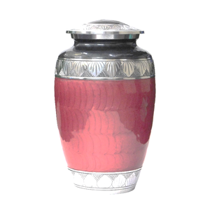 Urnes funéraires en aluminium pour adultes avec gravure, finition émail rouge et noir, fournitures funéraires en métal pour cendres humaines - Product Image 1