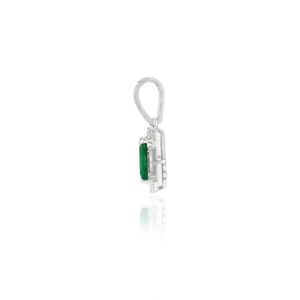 18K Gold <b>Emerald</b> Cut Sapphire & Diamond <b>Pendant</b> with Box Chain - Product Image 6