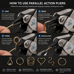 Pince à bec rond professionnel à action parallèle pour la formation, le pliage et la création de boucles de fil de bijouterie, outil de perlage en acier inoxydable de précision - Product Image 3