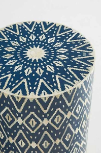 Modern Bone Inlay <b>Resin</b> <b>Top</b> Storage Coffee <b>Table</b> Drum End <b>Table</b> Fabric Side <b>Table</b> Living Room Furniture - Product Image 4