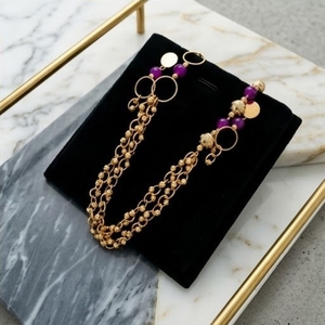 Conjunto de Collar Mala de Plata 925 con Cuentas de Rubí y Cadena Multicapa para Mujer, Pendientes de Diseño, Joyería Tradicional - Product Image 2