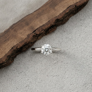 แหวนหมั้นเพชรเดี่ยวทรงกลมเจียระไนแบบบริลเลียนท์ 6 กรงเล็บ ทอง 14K เครื่องประดับชั้นดี ขายส่งเครื่องประดับ - Product Image 3
