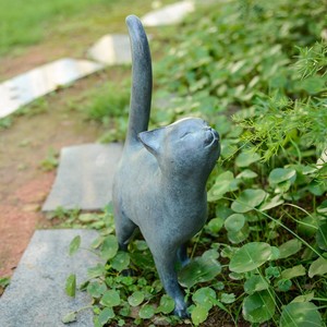 Sculpture de chat en ardoise artisanale pour jardin - Ornement décoratif en gros - Product Image 1