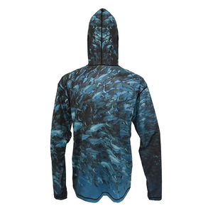 Sudadera con Capucha de Pesca para Hombre con Protección Solar UPF 50, Anti-UV, Manga Larga, Estampado por Sublimación, Diseño Azul, Personalizable con Logotipo - Product Image 5