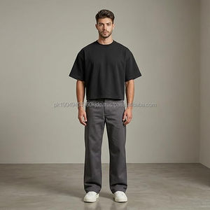 T-shirt court et ample pour homme – Coton épais 300 GSM, coupe oversize streetwear à épaules tombantes - Product Image 6